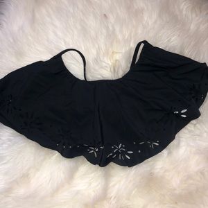 Black ruffle bikini top